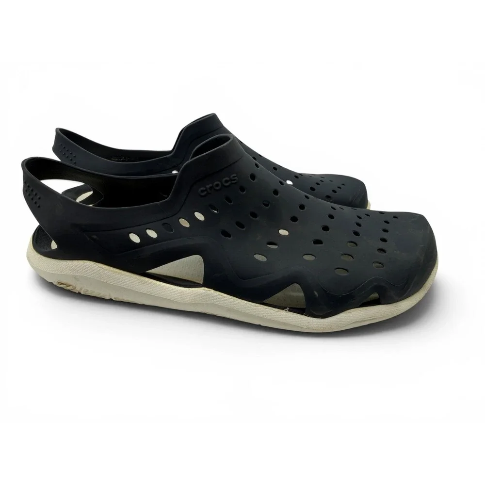 Crocs Swiftwater Wave Clogs Water Shoes Navy Blue White Men's 9